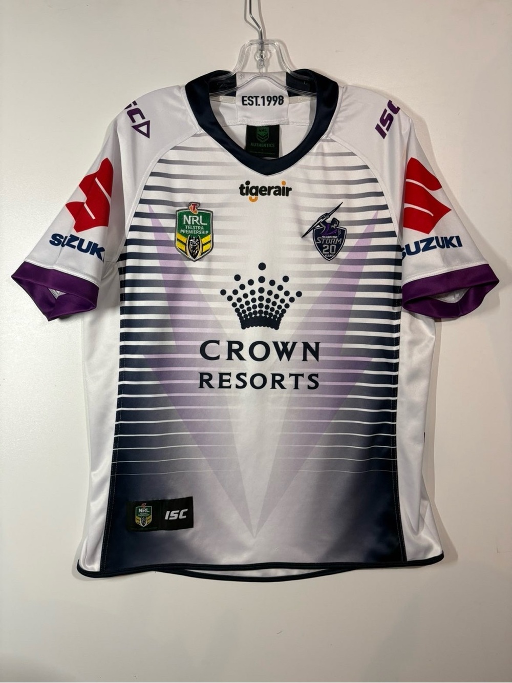 Melbourne Storm ISC NRL Rugby Jersey - Tigerair White, Purple, Black